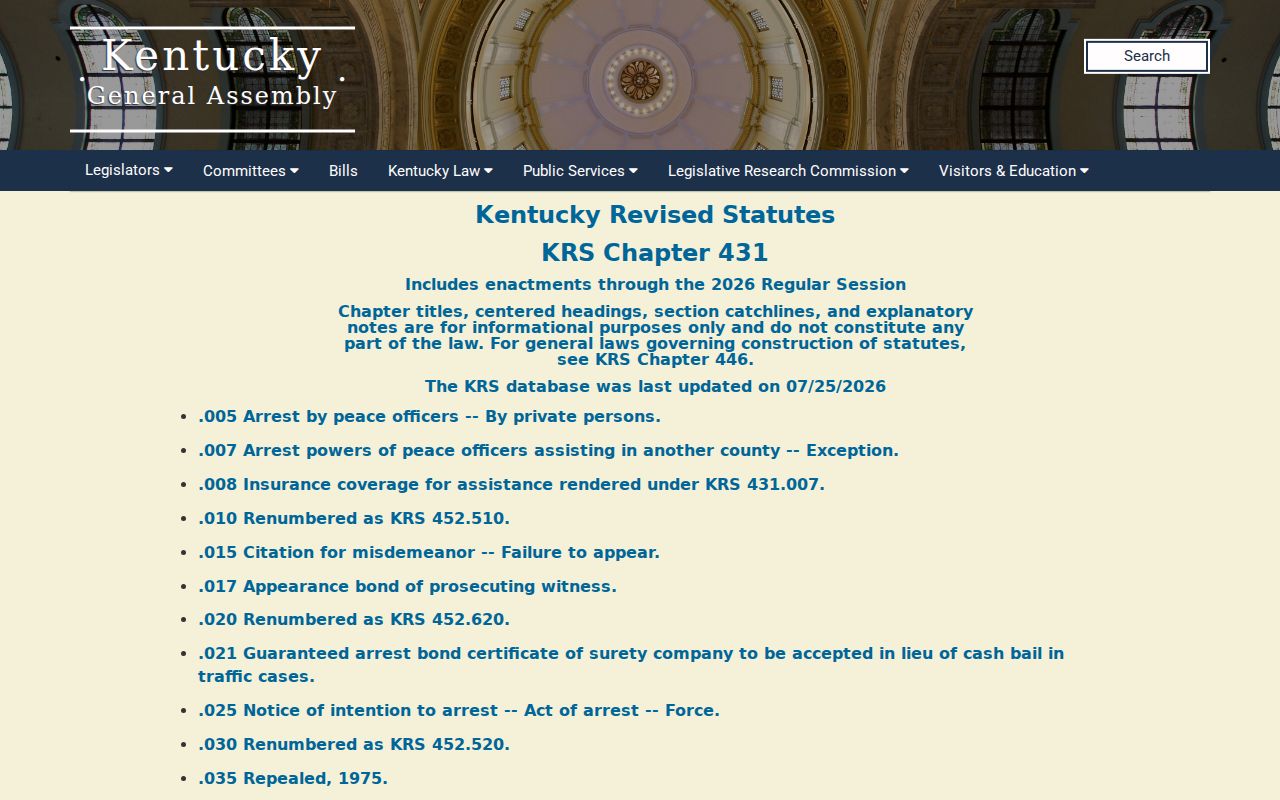 LaRue County court case lookup view of Kentucky expungement statutes