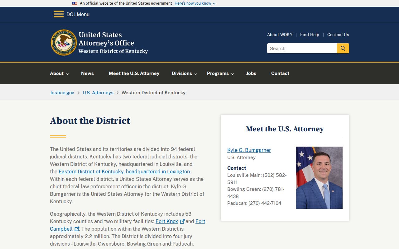 LaRue County federal criminal court case source for the Western District of Kentucky