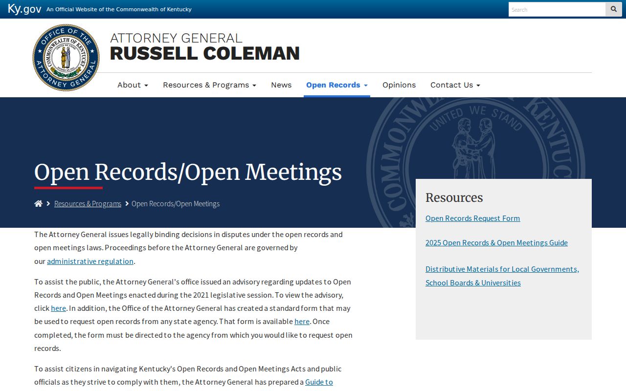LaRue County criminal records access through Kentucky Open Records resources