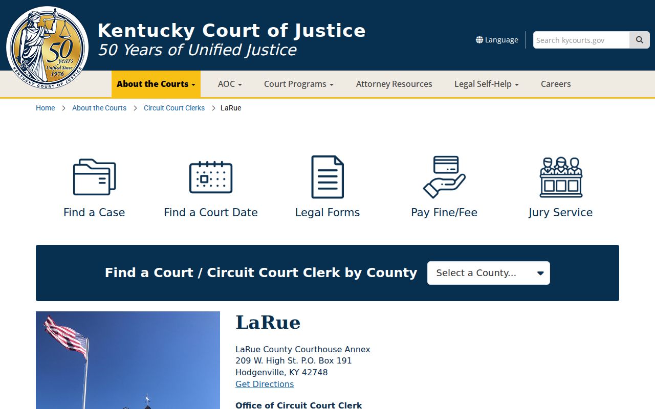 LaRue County criminal case records page for the Courthouse Annex